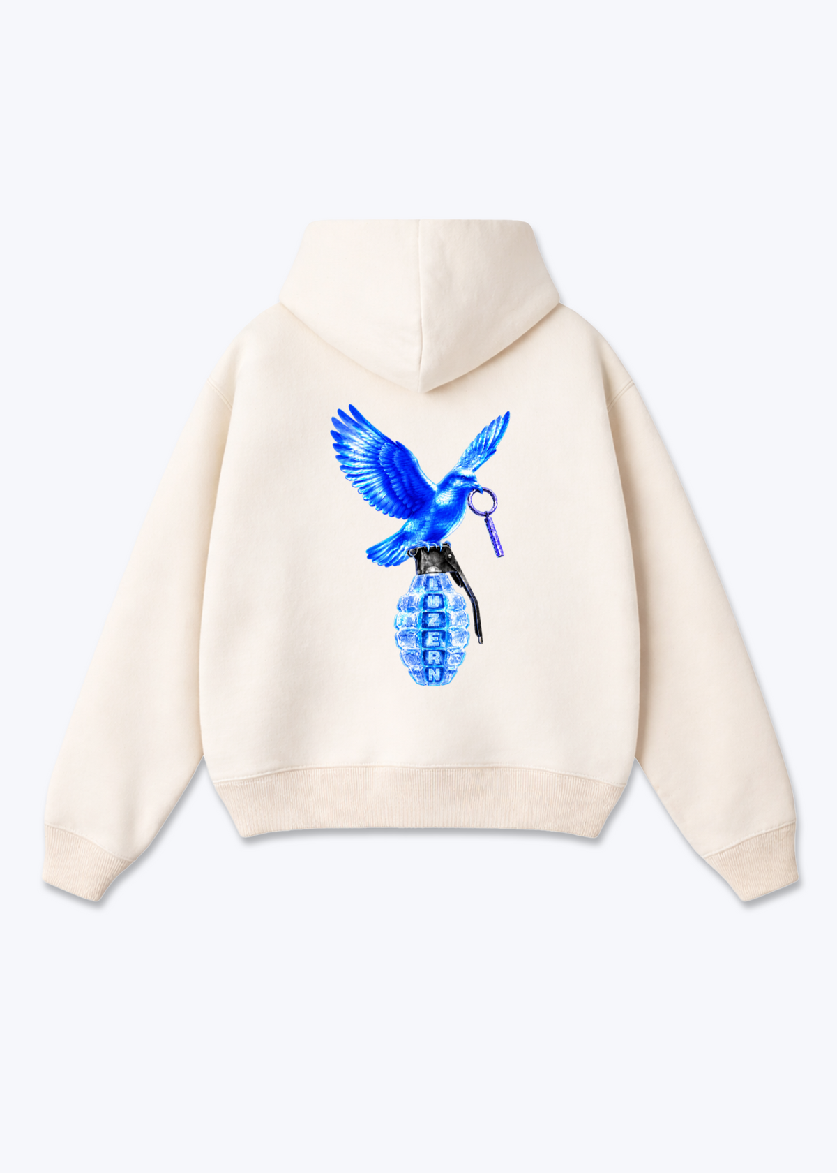 Luzern Grenade Oversized Hoodie - Beige Back (Designed)