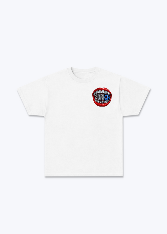 Zürich Lips Basic T-Shirt - White Front (Designed)