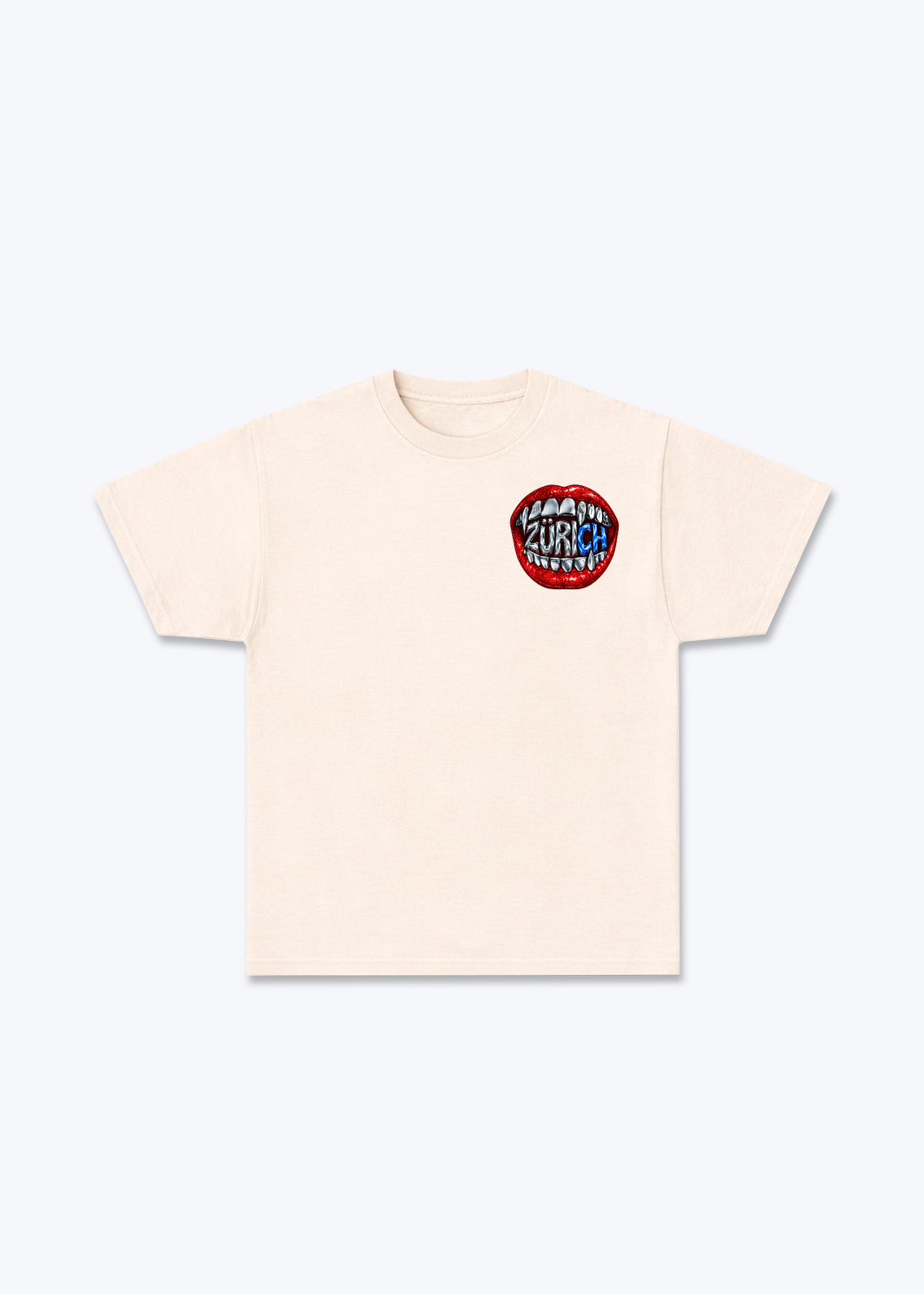 Zürich Lips Basic T-Shirt - Beige Front (Designed)