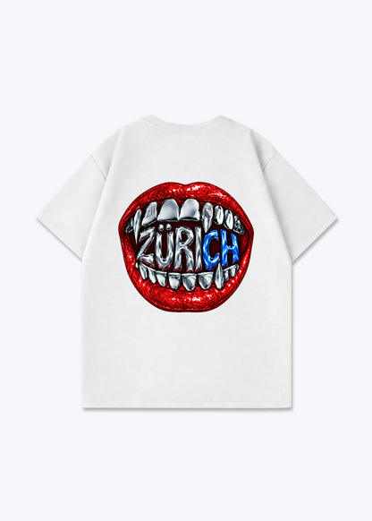 Zürich Lips Oversized T-Shirt - White Back (Designed)
