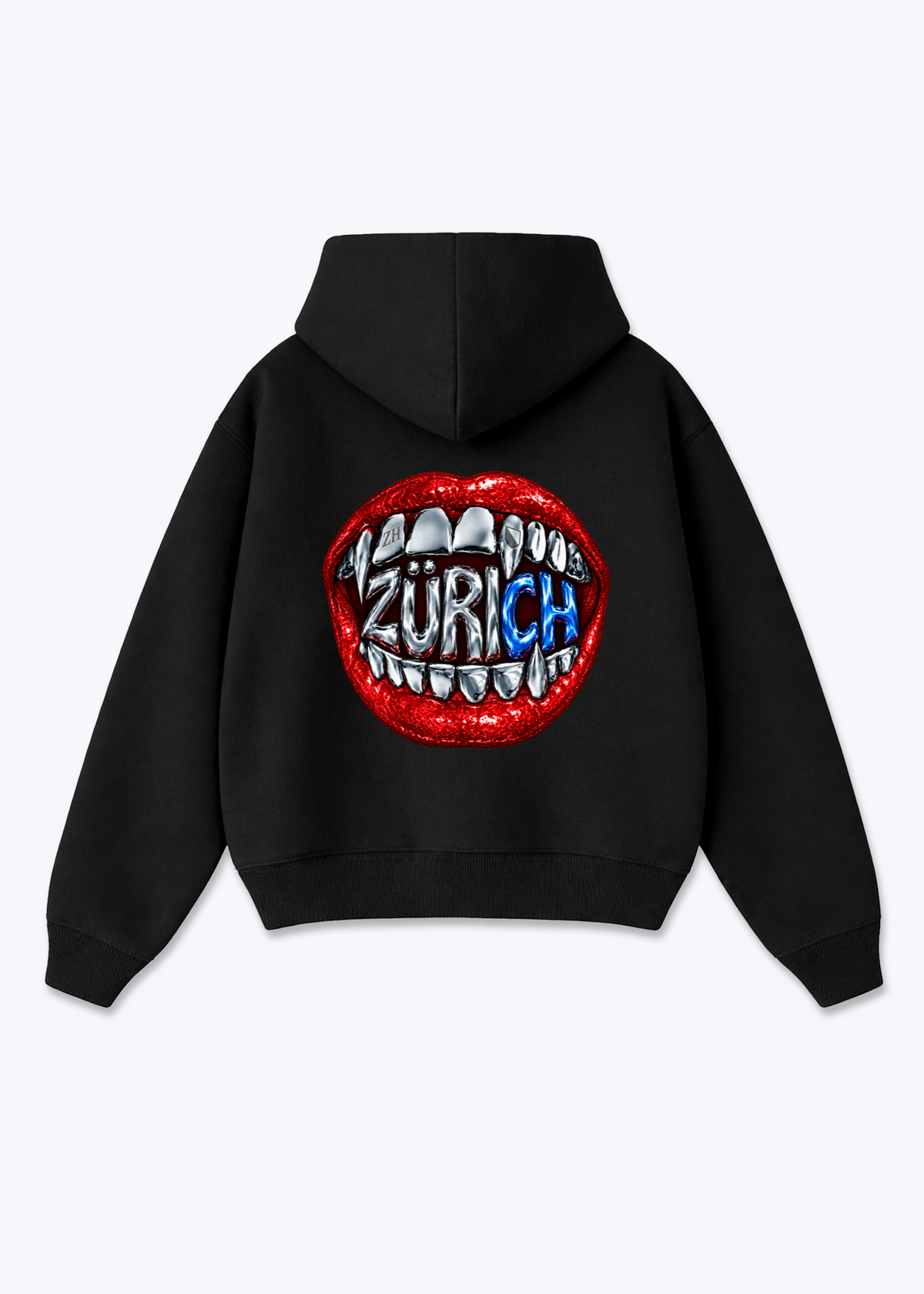 Zürich Lips Oversized Hoodie - Black Back (Designed)