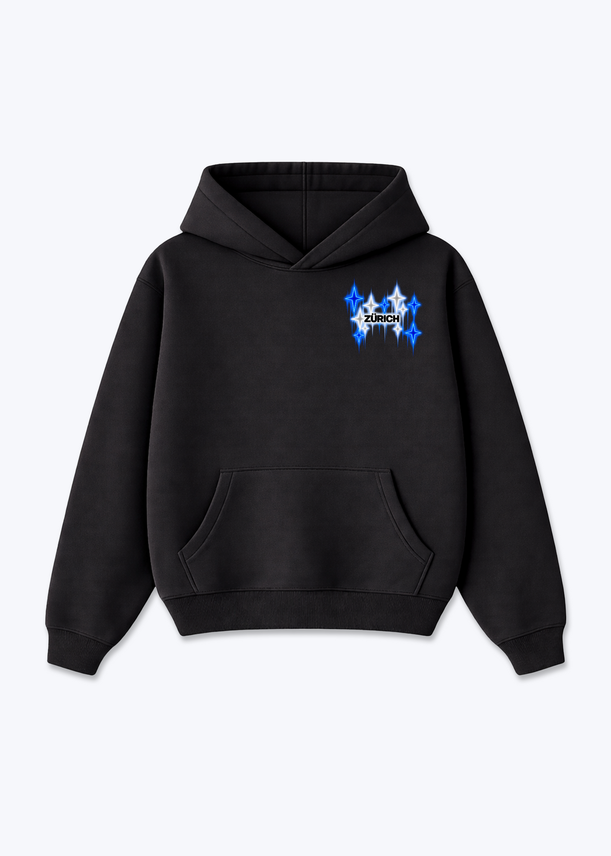 Zürich Fade Oversized Hoodie - Black Front (Designed)