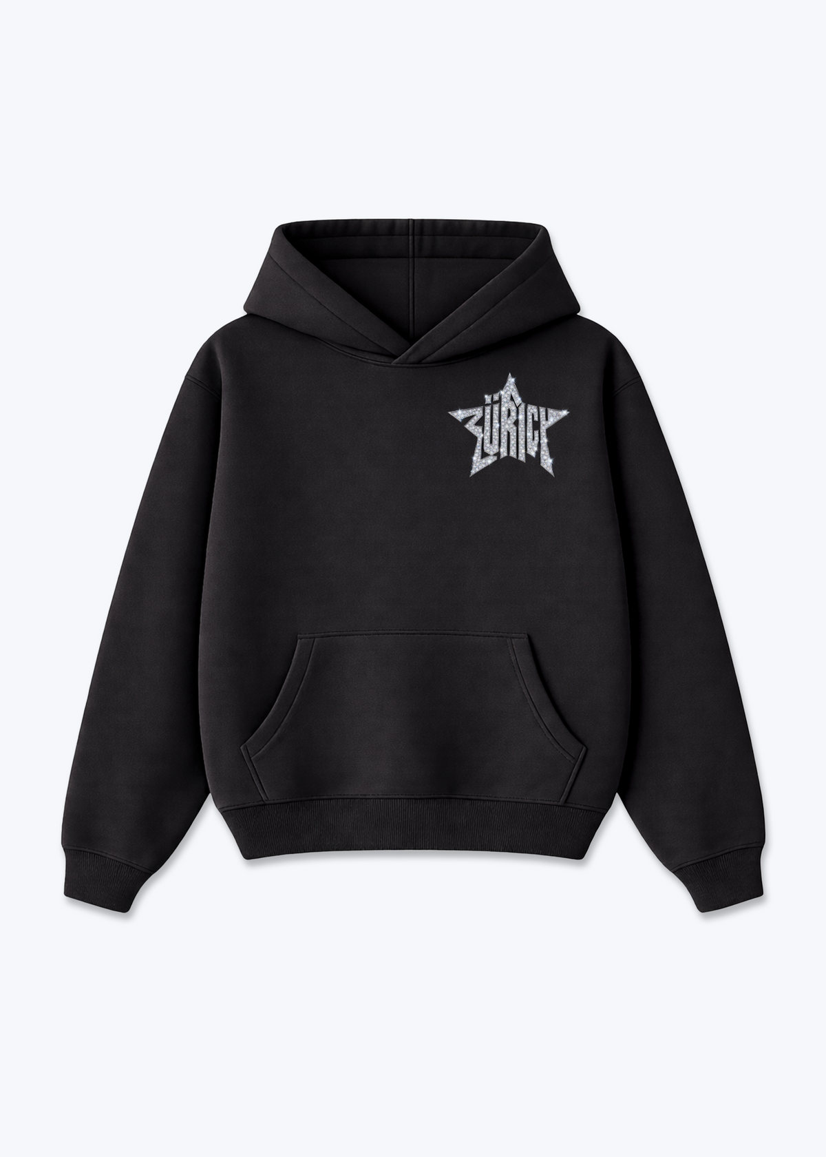 Zürich Iced Oversized Hoodie - Black Front (Designed)