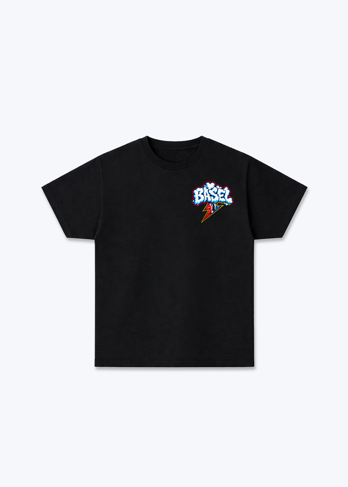 Basel Cloud Basic T-Shirt - Black Front (Designed)