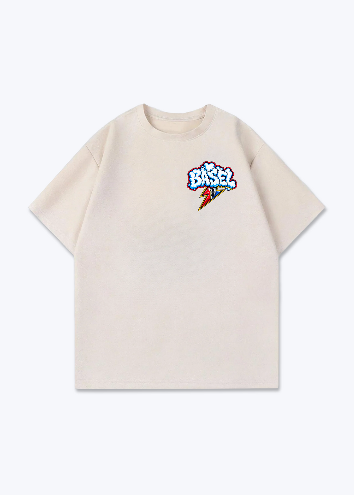 Basel Cloud Oversized T-Shirt - Beige Front (Designed)