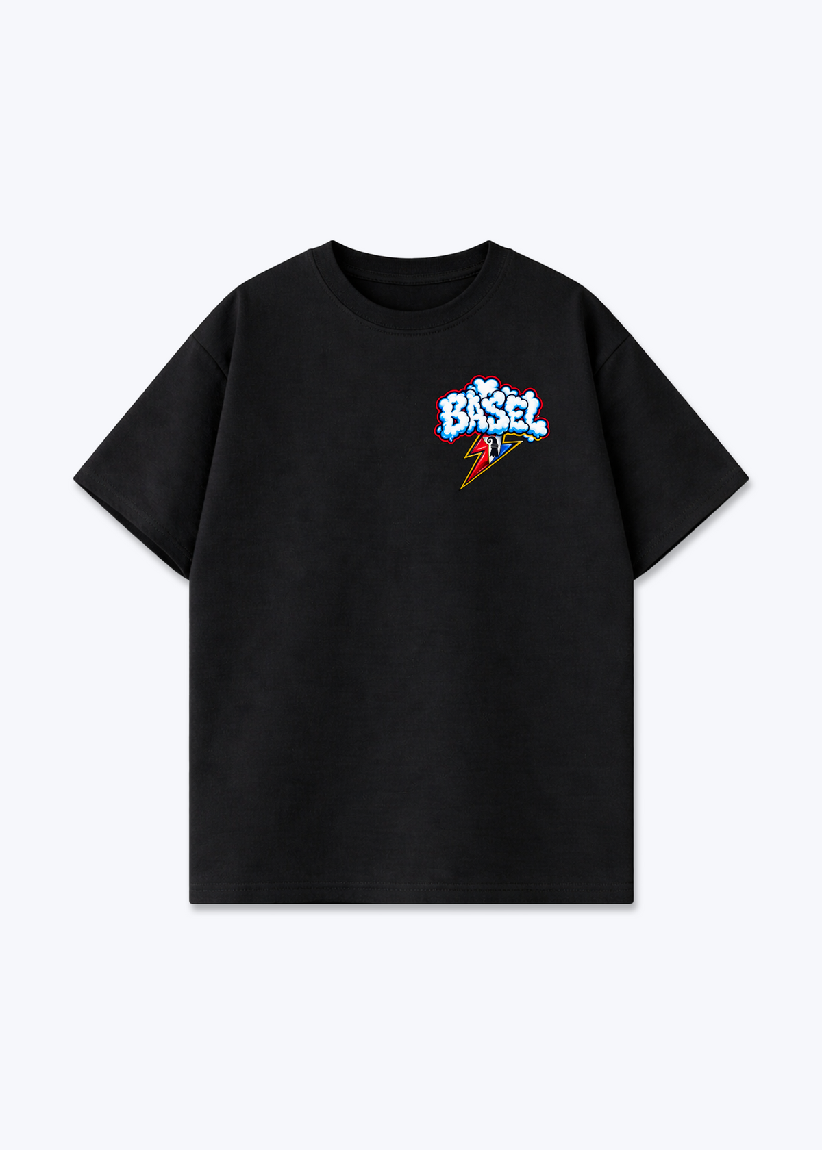 Basel Cloud Oversized T-Shirt - Black Front (Designed)