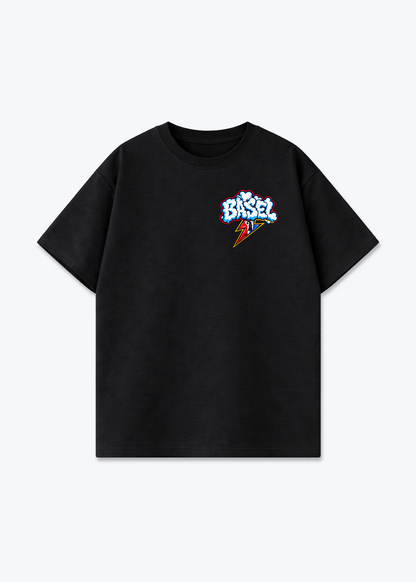 Basel Cloud Oversized T-Shirt - Black Front (Designed)