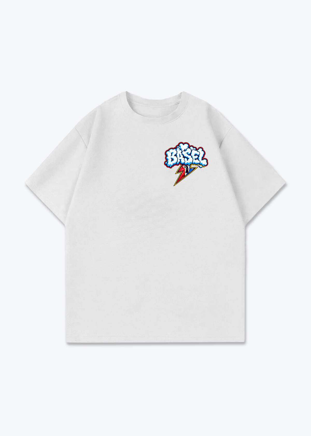 Basel Cloud Oversized T-Shirt - White Front (Designed)