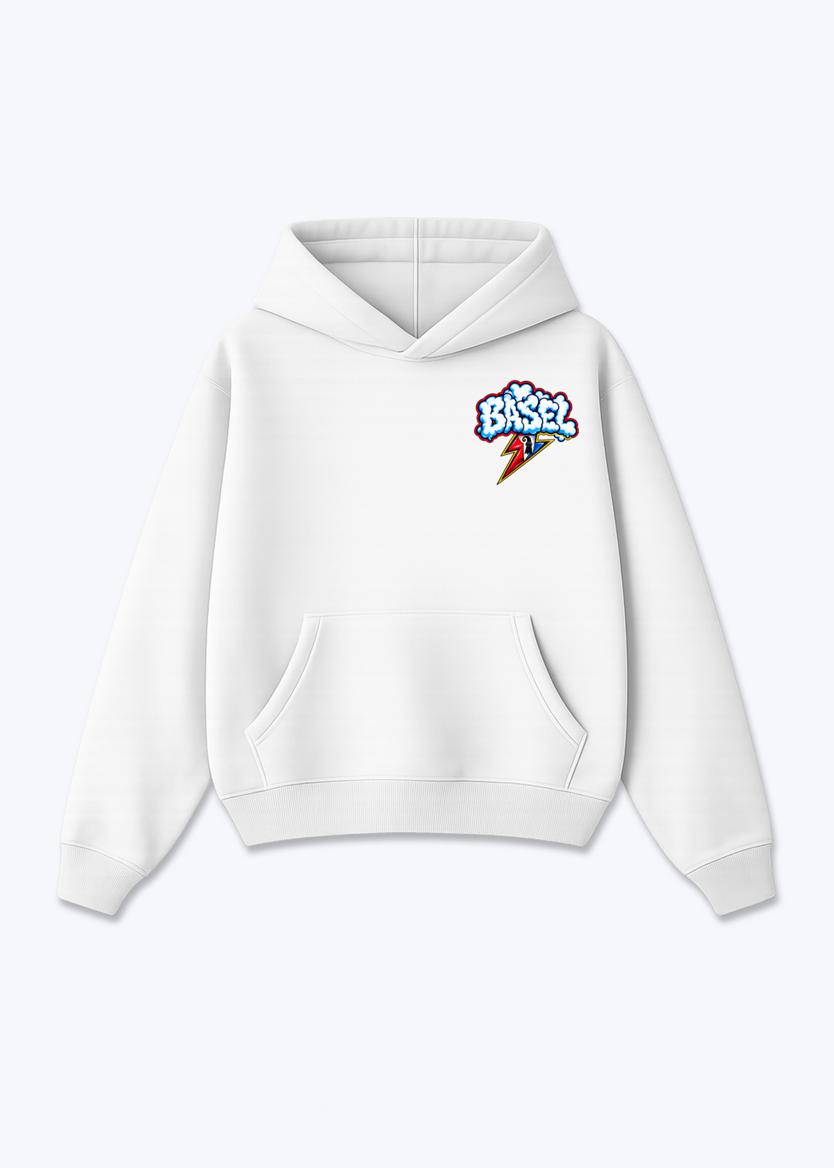 Basel Cloud Oversized Hoodie - White Front (Designed)
