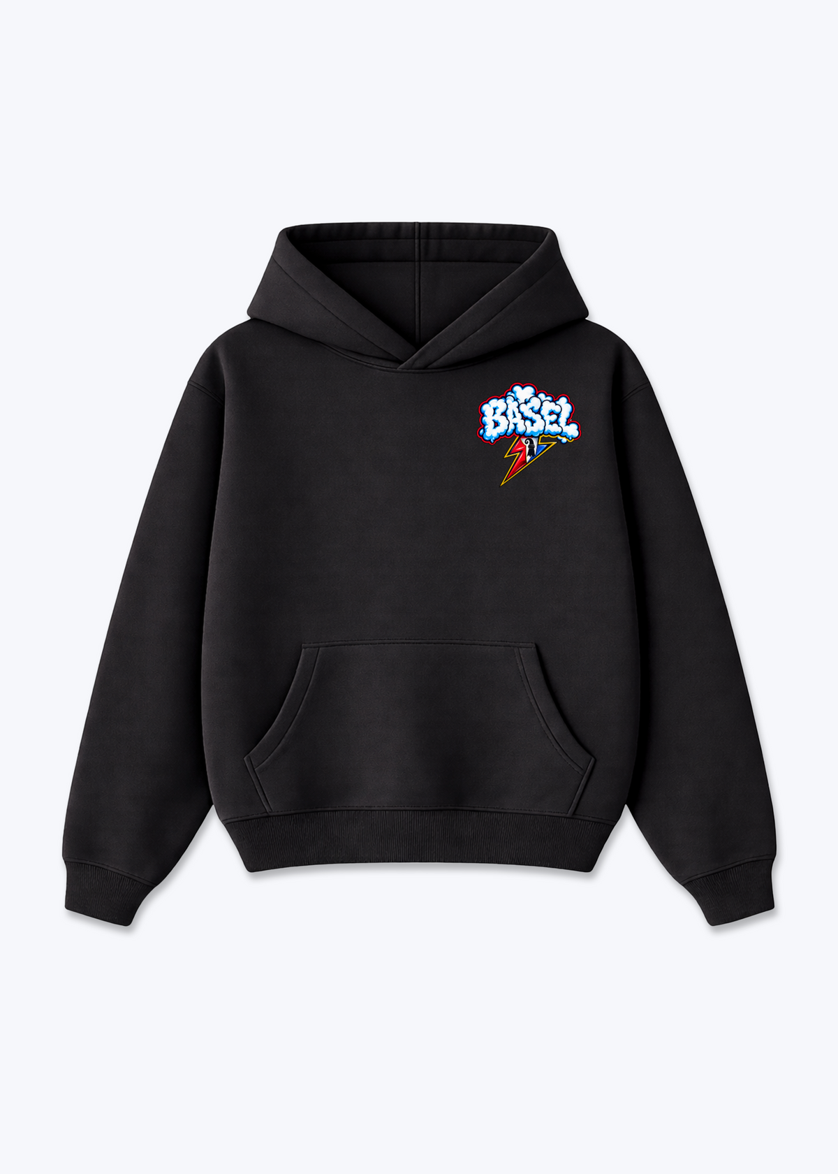 Basel Cloud Oversized Hoodie - Black Front (Designed)