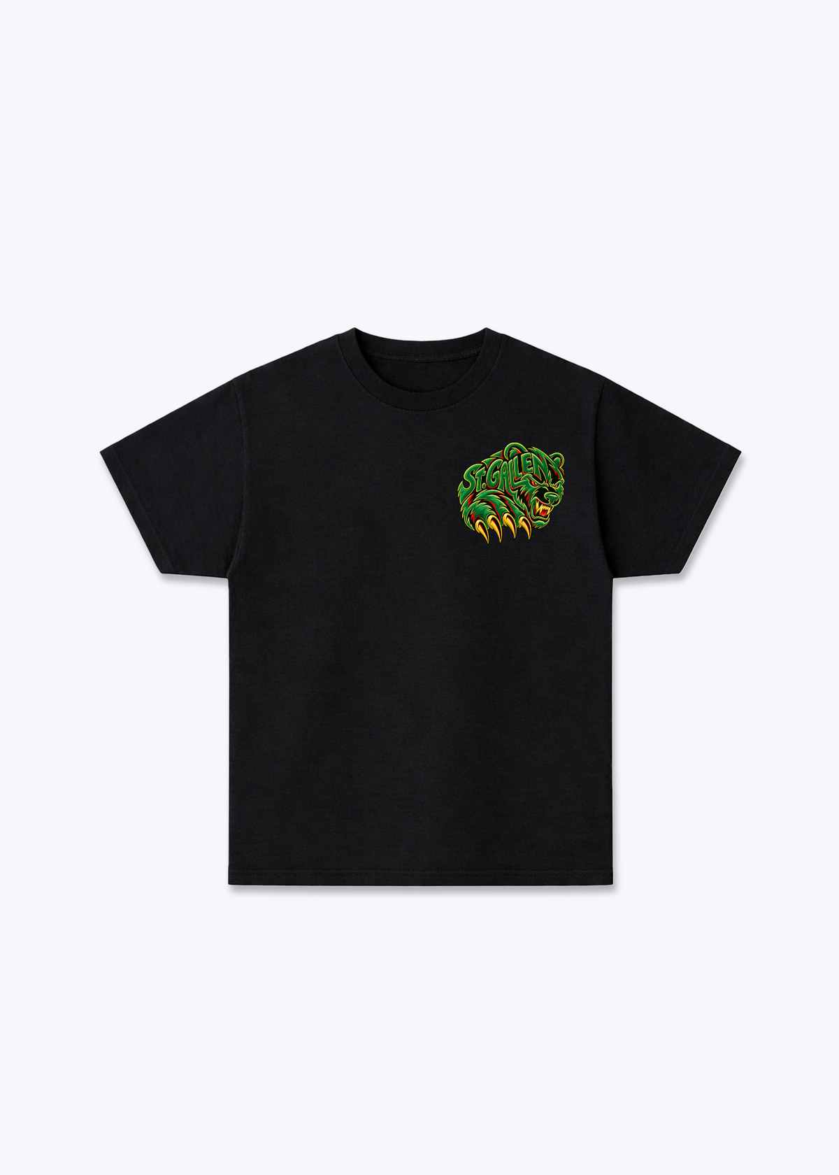 St.Gallen Grizzly Basic T-Shirt - Black Front (Designed)