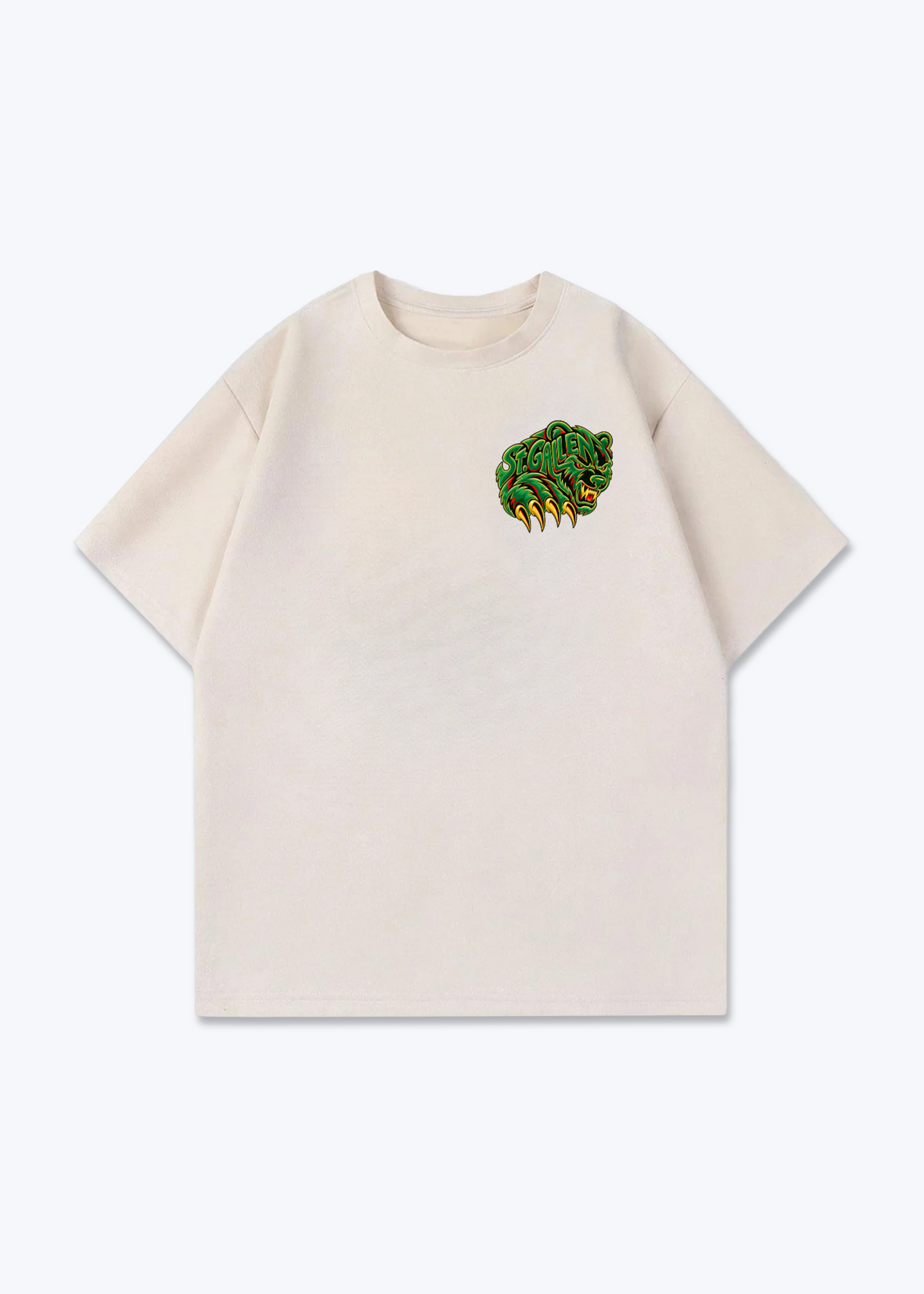 St.Gallen Grizzly Oversized T-Shirt - Beige Front (Designed)