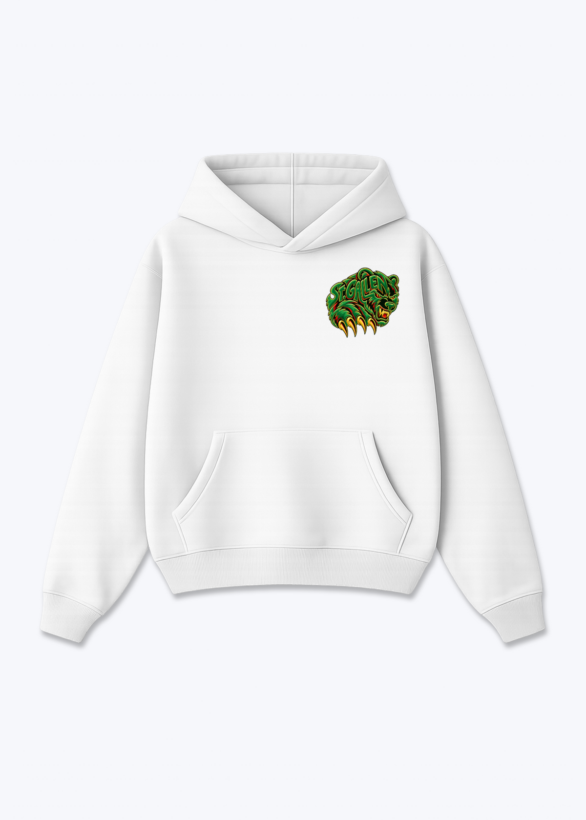 St.Gallen Grizzly Oversized Hoodie - White Front (Designed)