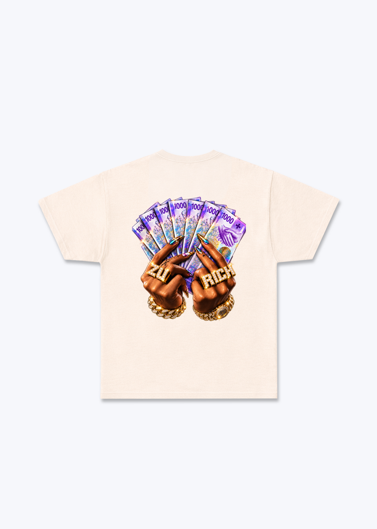 Zürich Franc Basic T-Shirt - Beige Back (Designed)