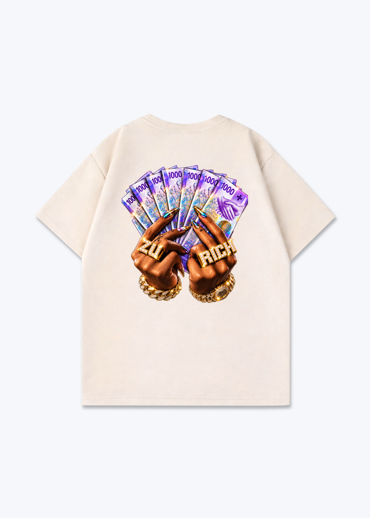 Zürich Franc Oversized T-Shirt - Beige Back (Designed)