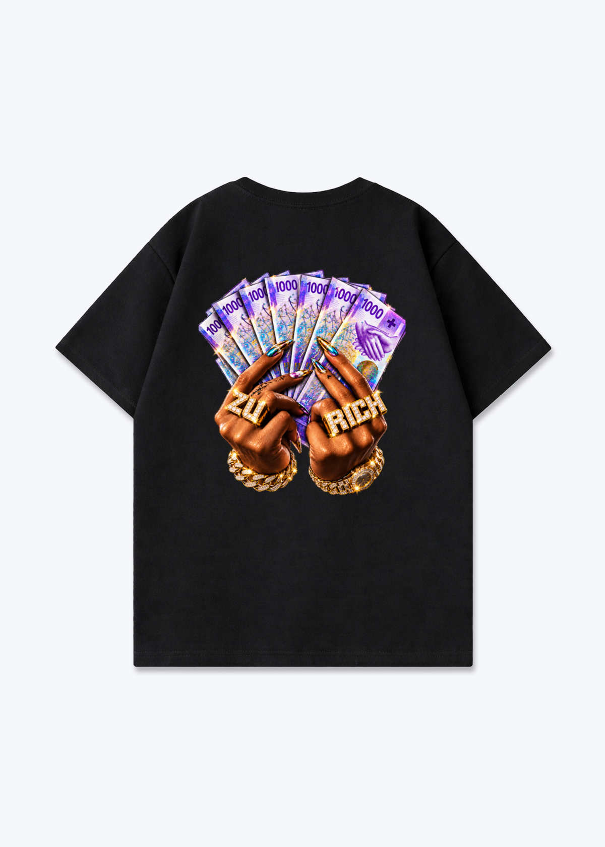 Zürich Franc Oversized T-Shirt - Black Back (Designed)