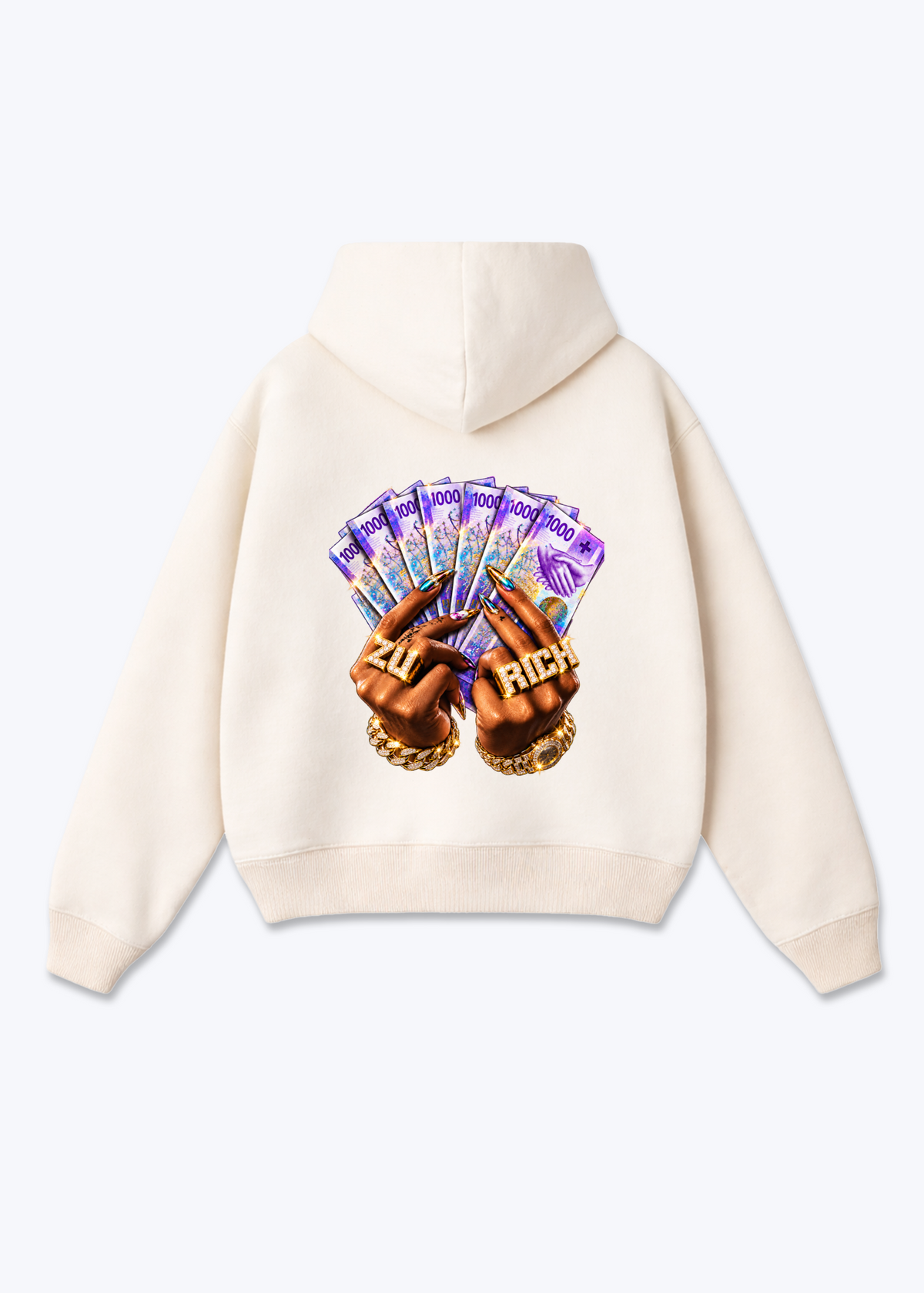 Zürich Franc Oversized Hoodie - Beige Back (Designed)