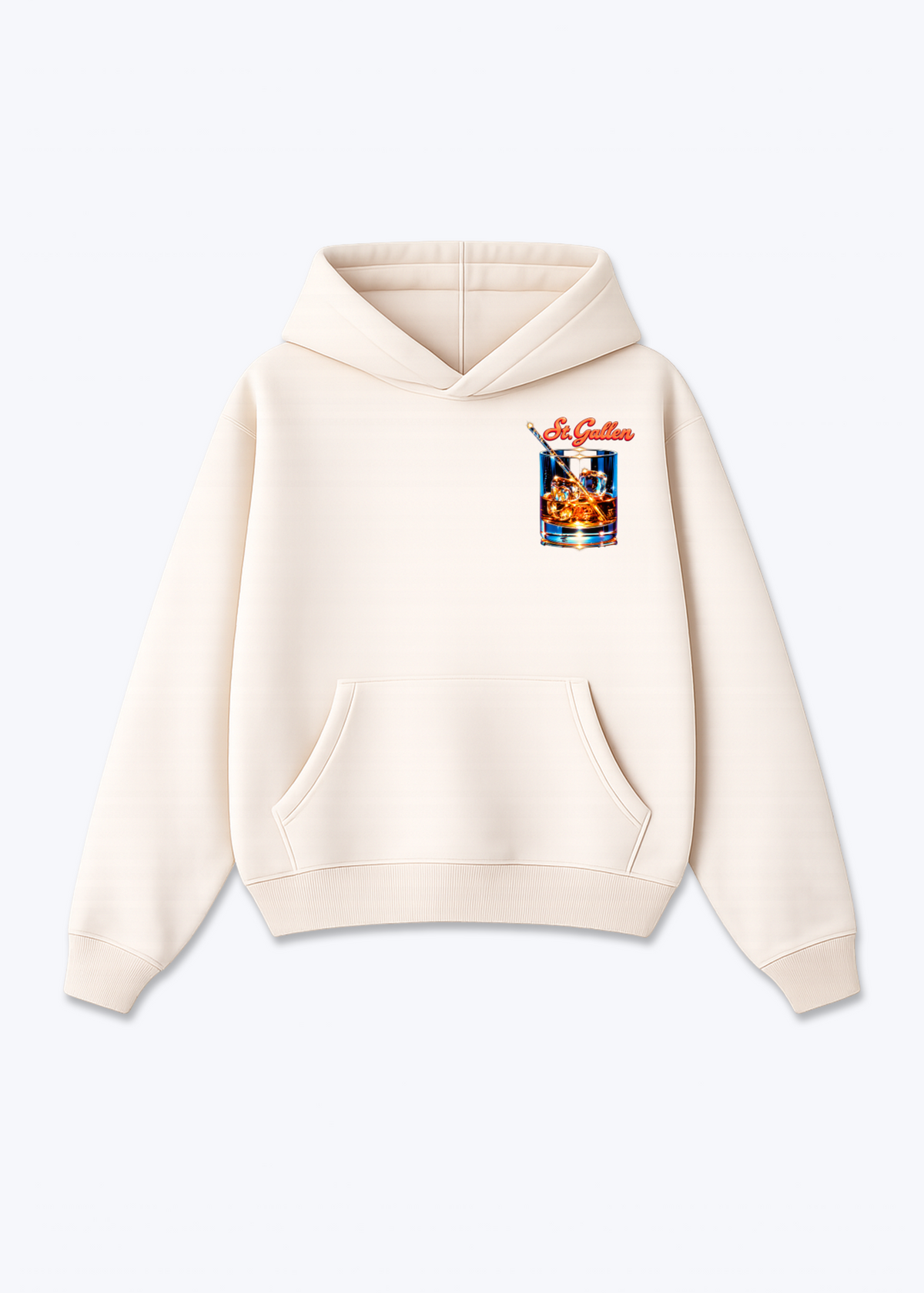 St.Gallen Drink Oversized Hoodie - Beige Front (Designed)