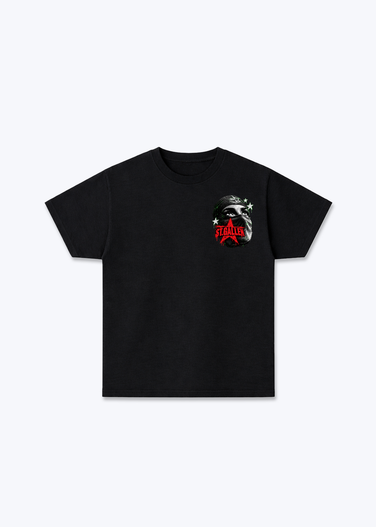 St.Gallen Mask Basic T-Shirt - Black Front (Designed)