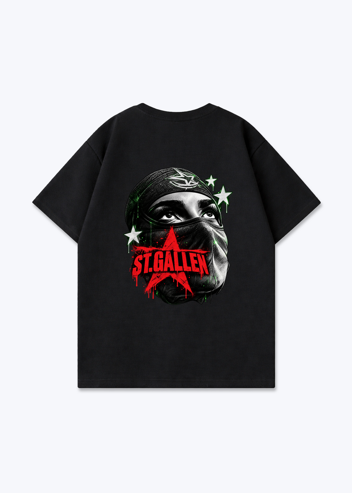 St.Gallen Mask Oversized T-Shirt - Black Back (Designed)