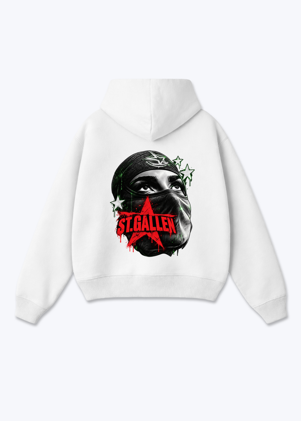 St.Gallen Mask Oversized Hoodie - White Back (Designed)