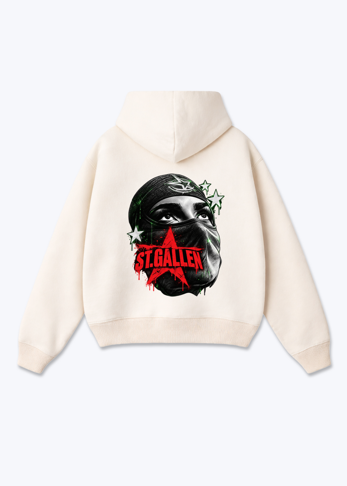 St.Gallen Mask Oversized Hoodie - Beige Back (Designed)