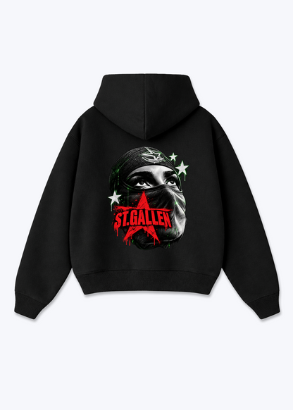 St.Gallen Mask Oversized Hoodie - Black Back (Designed)