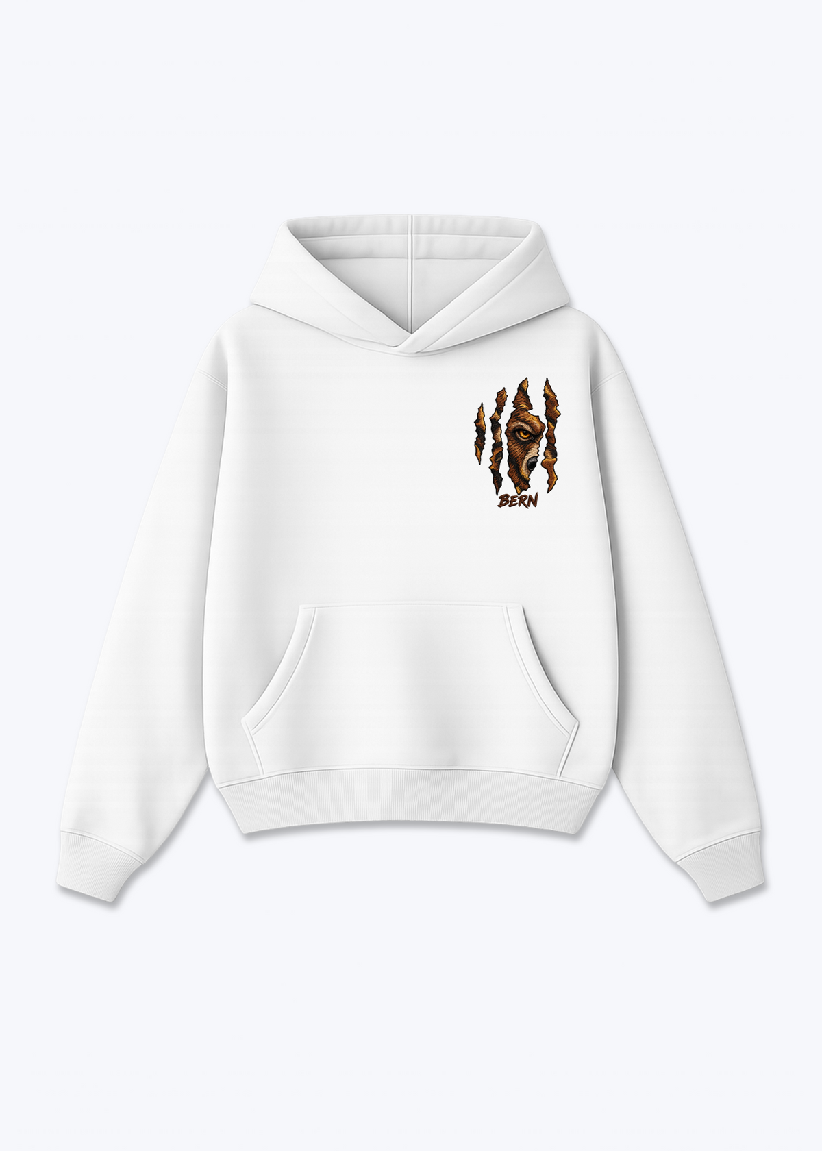 Bern Bear Claw Oversized Hoodie - White Front (Designed)