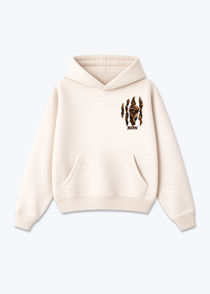 Bern Bear Claw Oversized Hoodie - Beige Front (Designed)