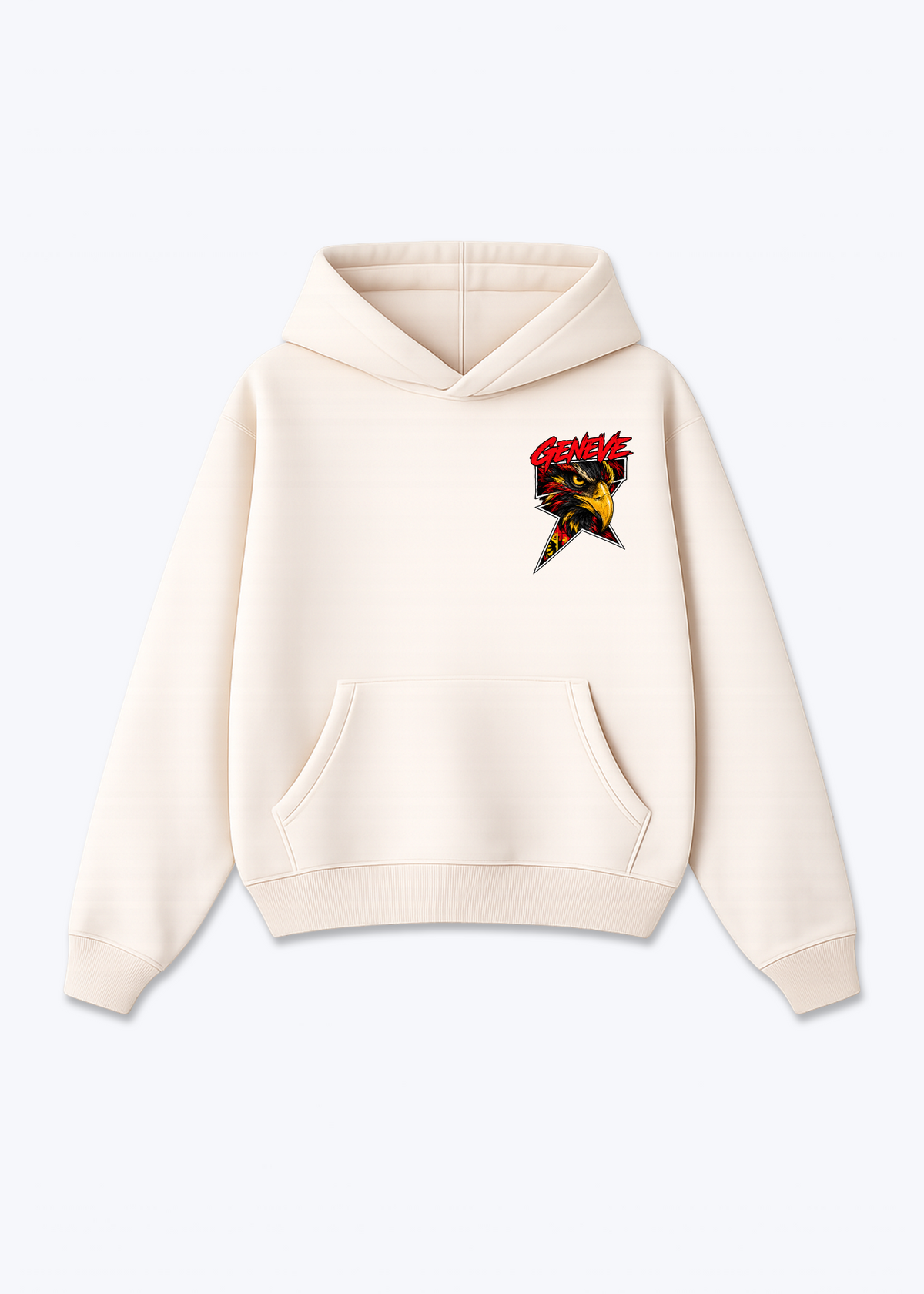 Gèneve Comic Oversized Hoodie - Beige Front (Designed)