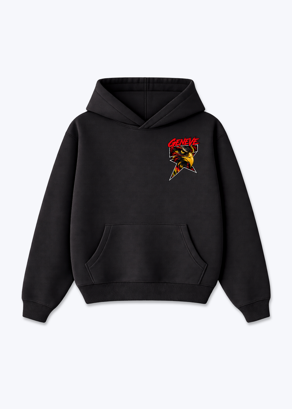 Gèneve Comic Oversized Hoodie - Black Front (Designed)