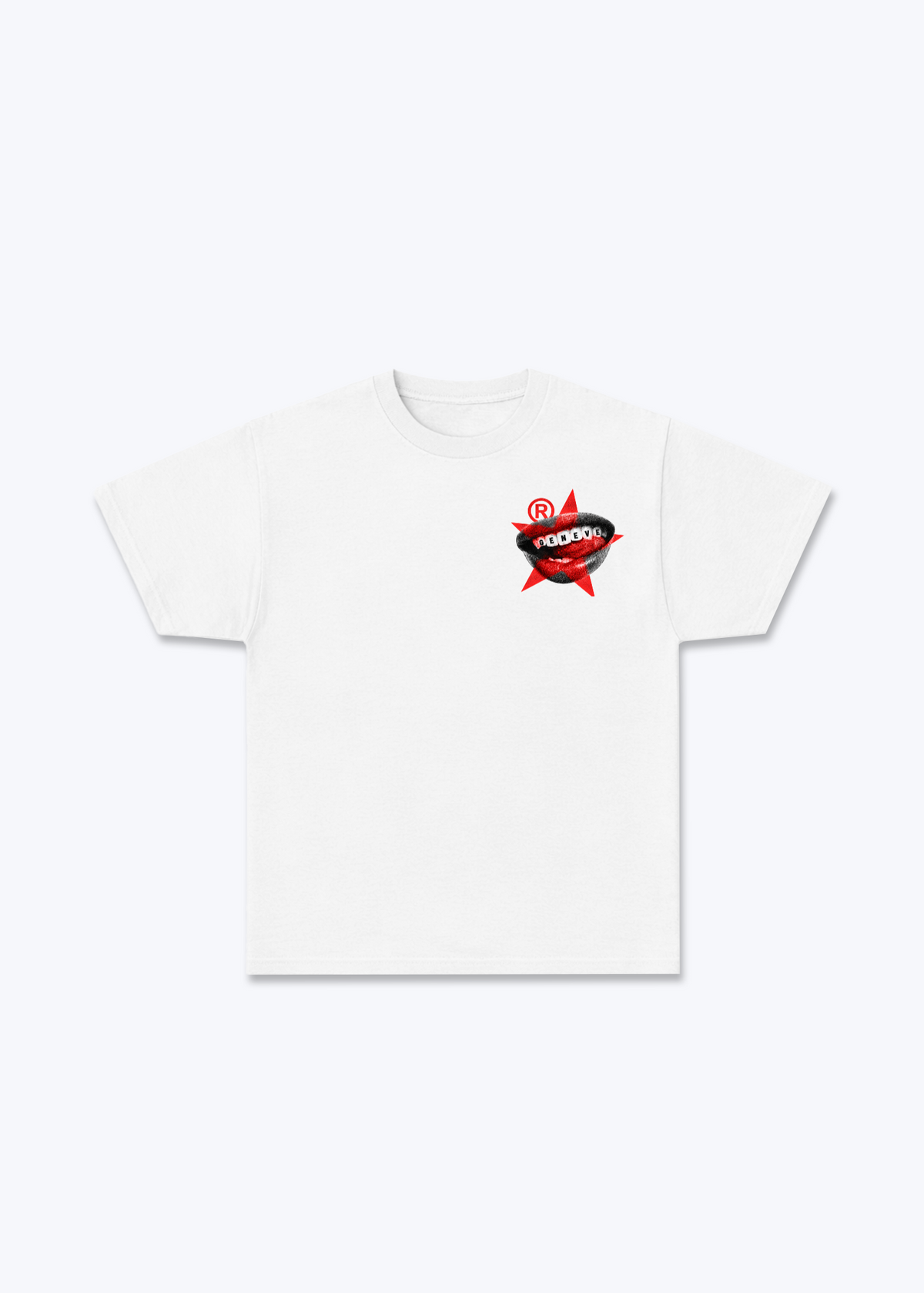 Gèneve Teeth Basic T-Shirt - White Front (Designed)
