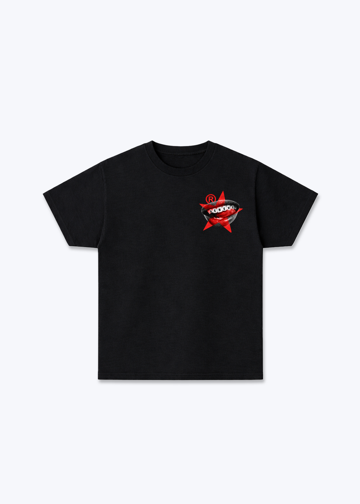Gèneve Teeth Basic T-Shirt - Black Front (Designed)