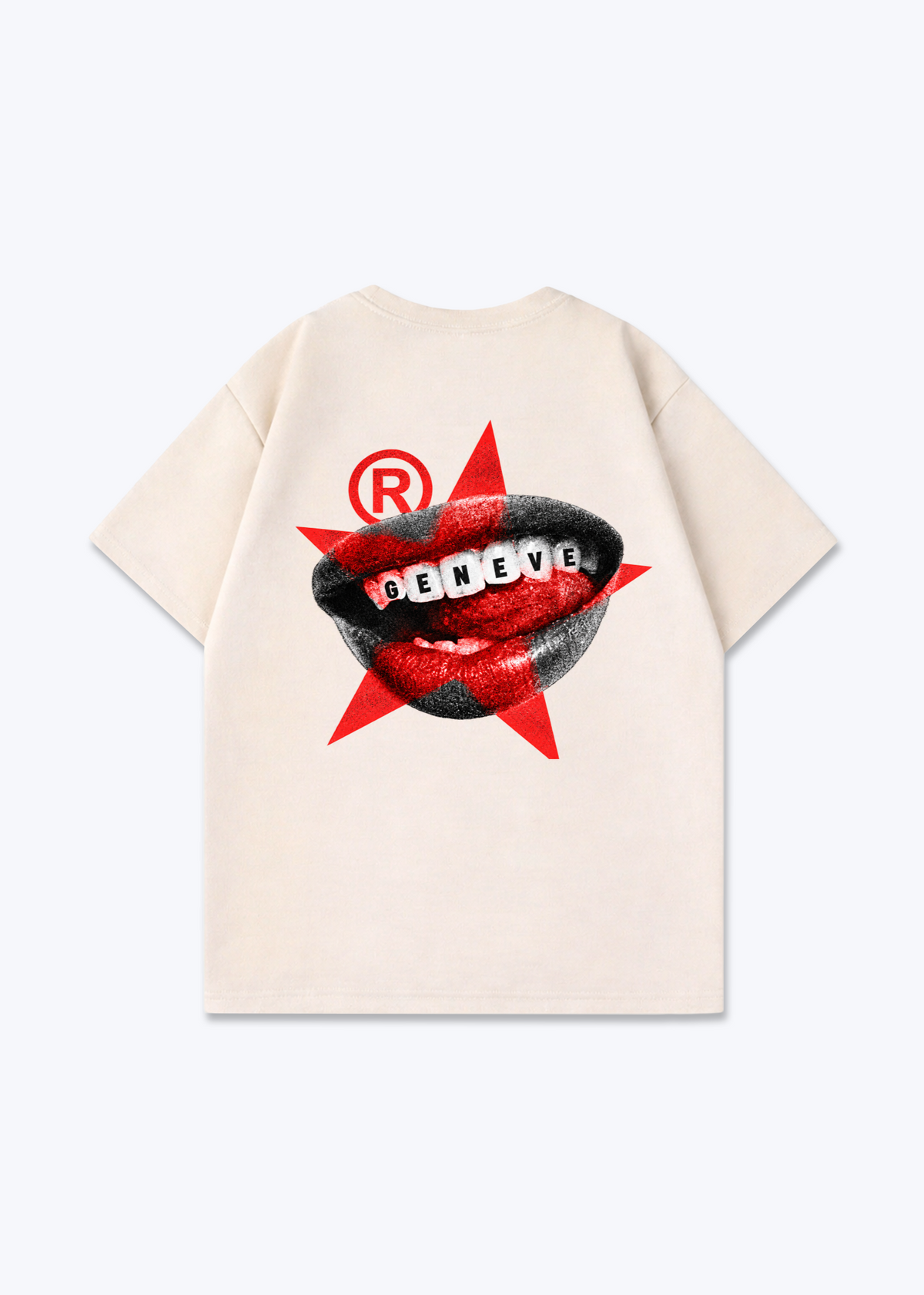 Gèneve Teeth Oversized T-Shirt - Beige Back (Designed)