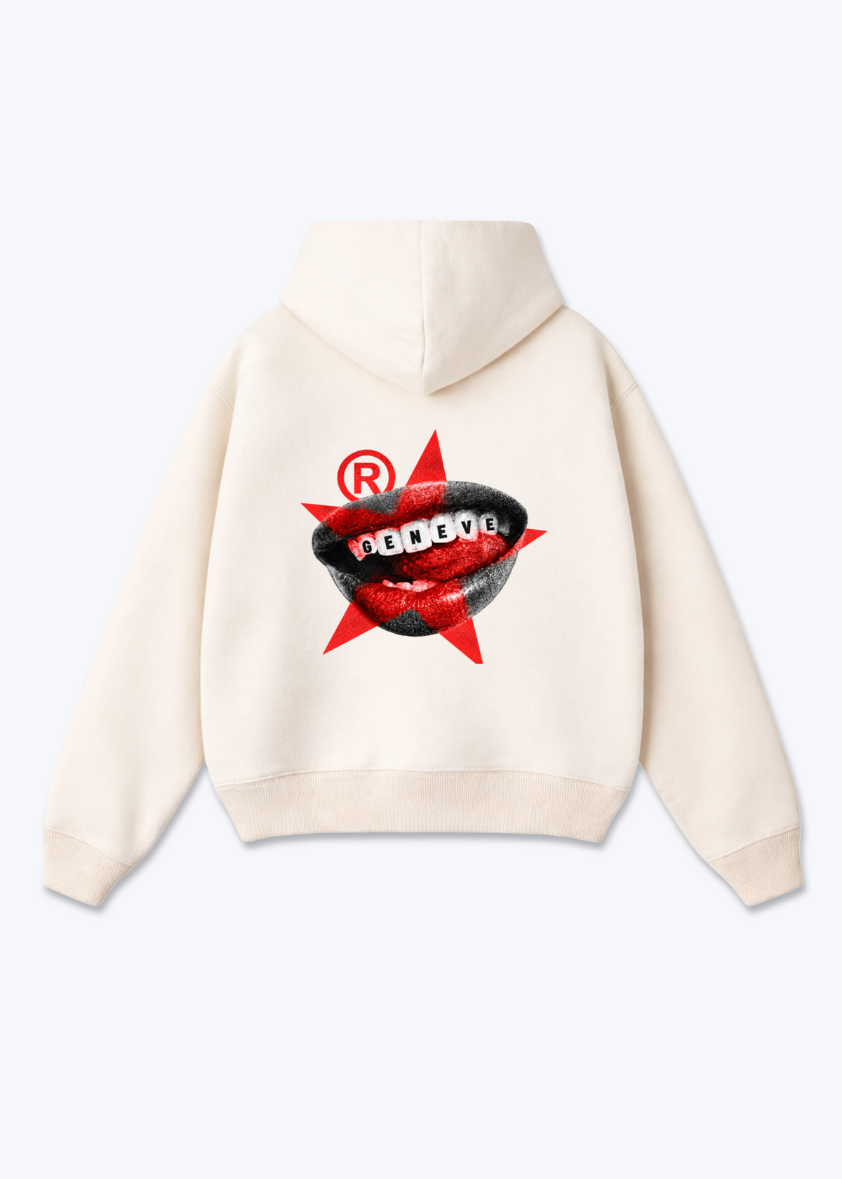 Gèneve Teeth Oversized Hoodie - Beige Back (Designed)