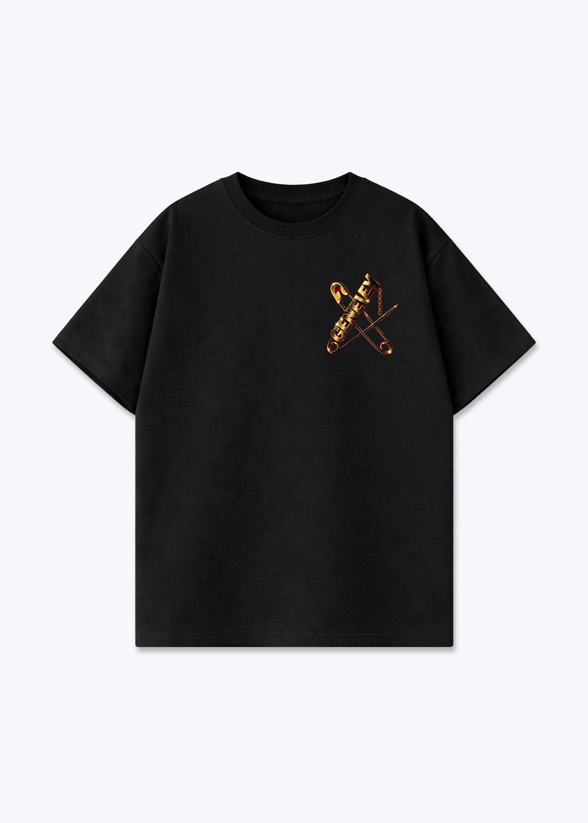 Gèneve Pin Oversized T-Shirt - Black Front (Designed)