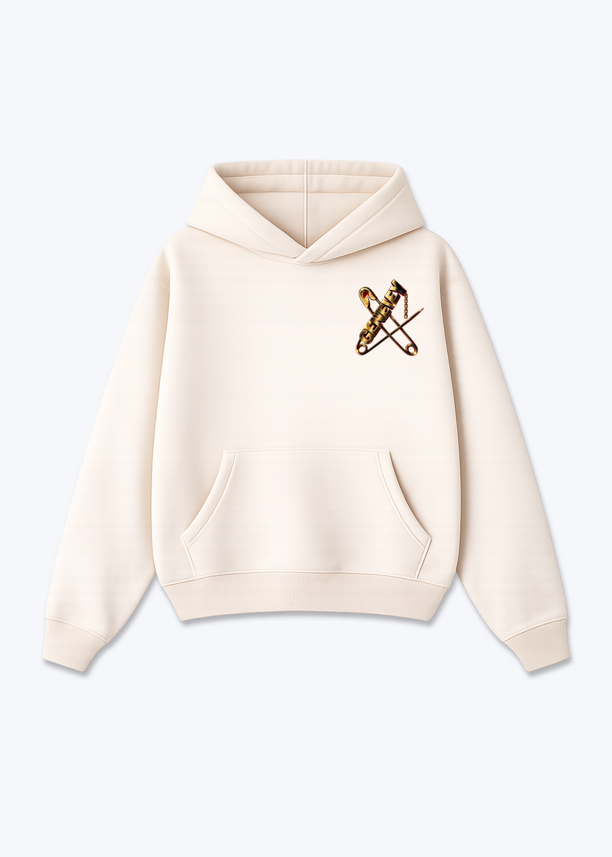 Gèneve Pin Oversized Hoodie - Beige Front (Designed)