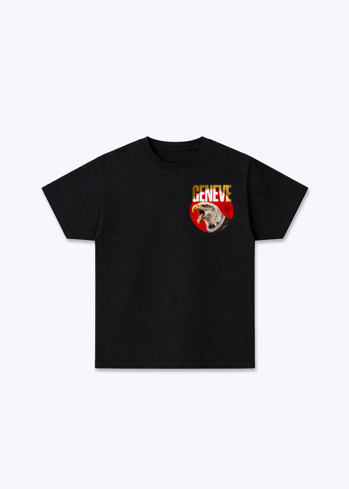 Gèneve Iced Eagle Basic T-Shirt - Black Front (Designed)