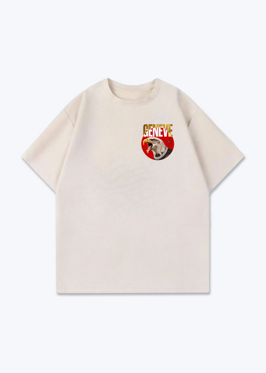Gèneve Iced Eagle Oversized T-Shirt - Beige Front (Designed)