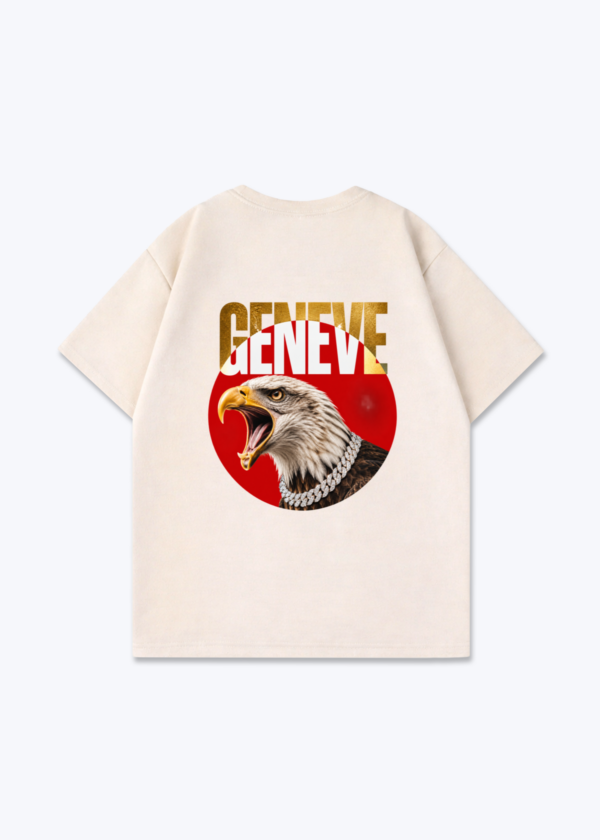 Gèneve Iced Eagle Oversized T-Shirt - Beige Back (Designed)