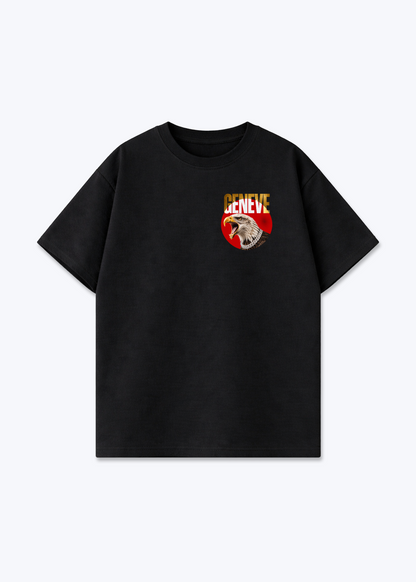 Gèneve Iced Eagle Oversized T-Shirt - Black Front (Designed)