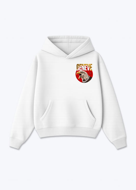 Gèneve Iced Eagle Oversized Hoodie - White Front (Designed)