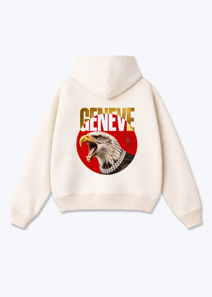 Gèneve Iced Eagle Oversized Hoodie - Beige Back (Designed)