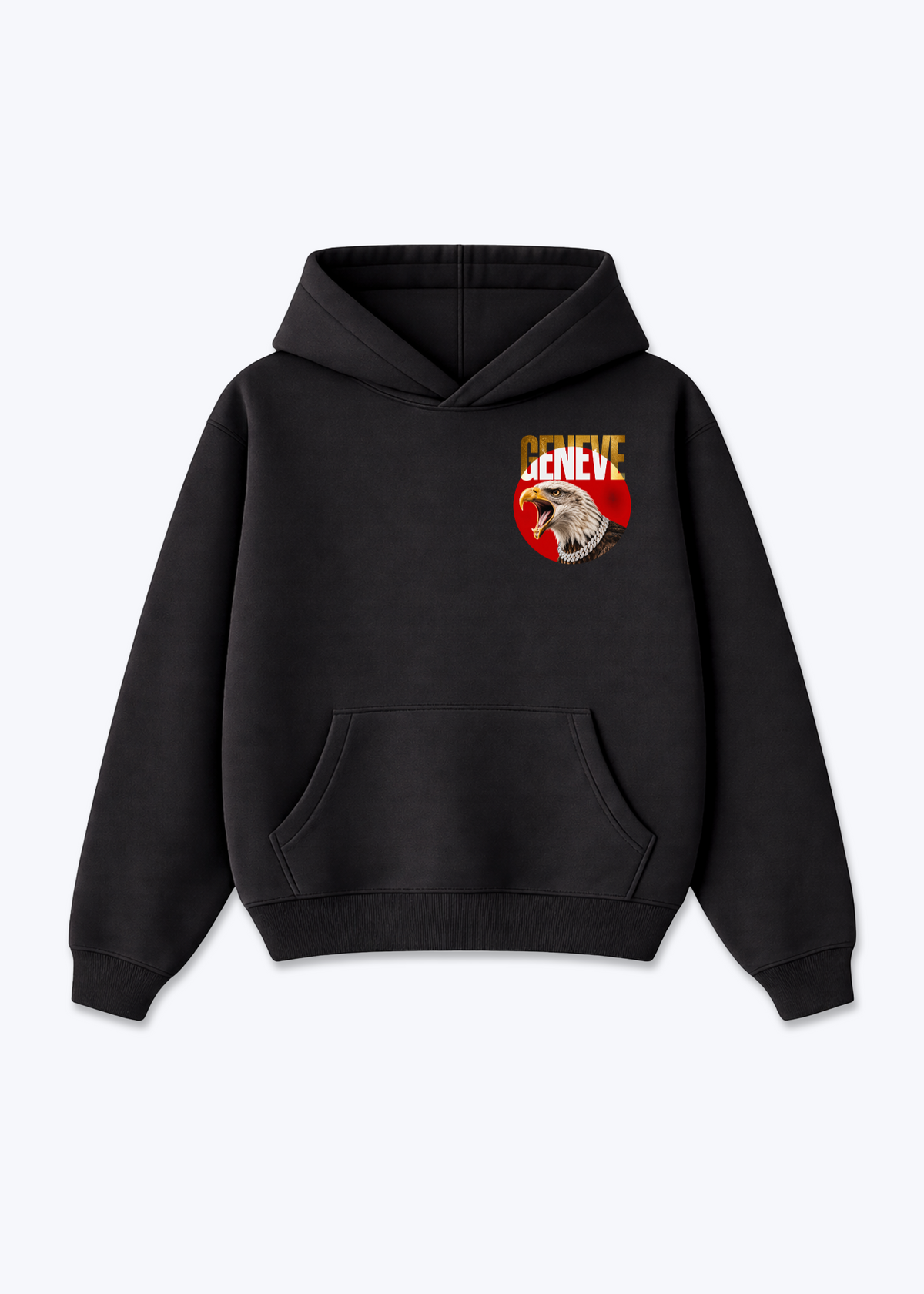 Gèneve Iced Eagle Oversized Hoodie - Black Front (Designed)