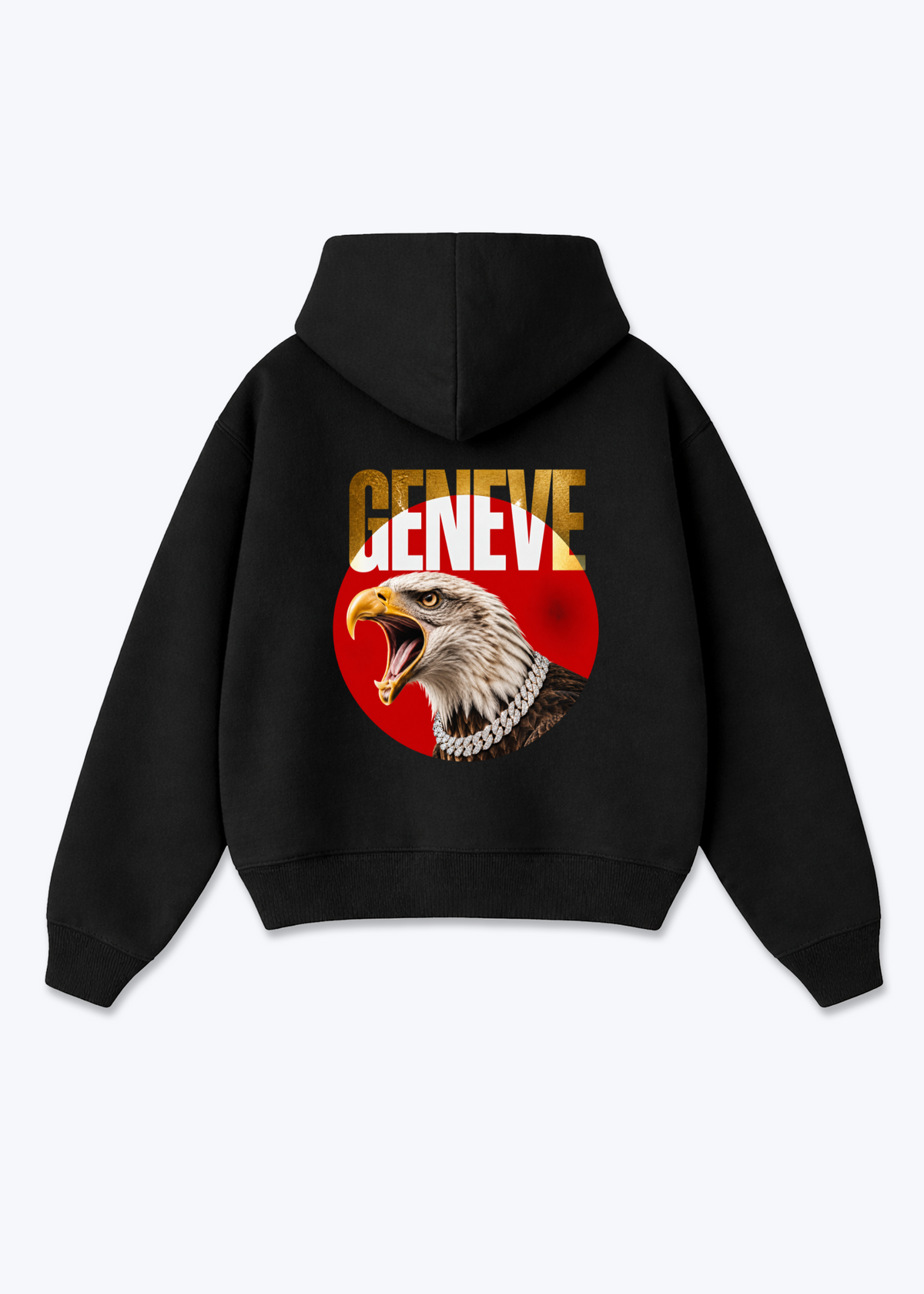 Gèneve Iced Eagle Oversized Hoodie - Black Back (Designed)