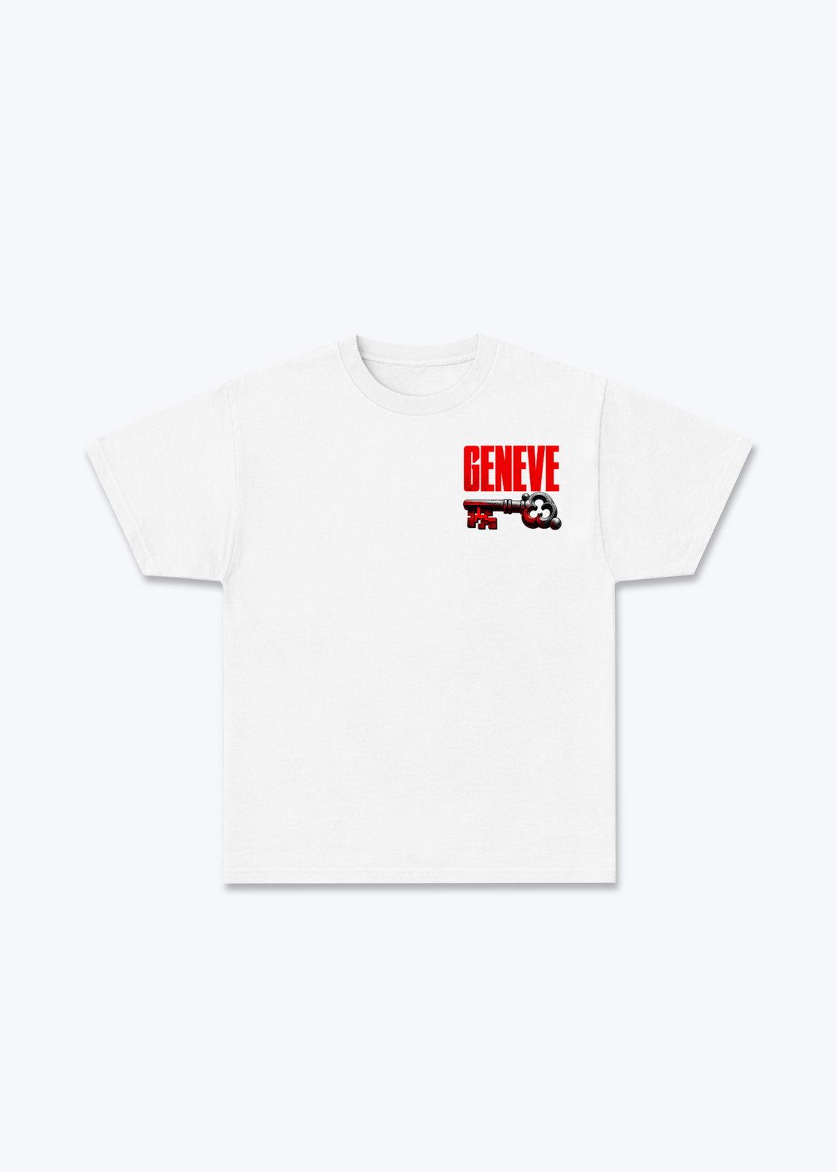 Gèneve Key Basic T-Shirt - White Front (Designed)
