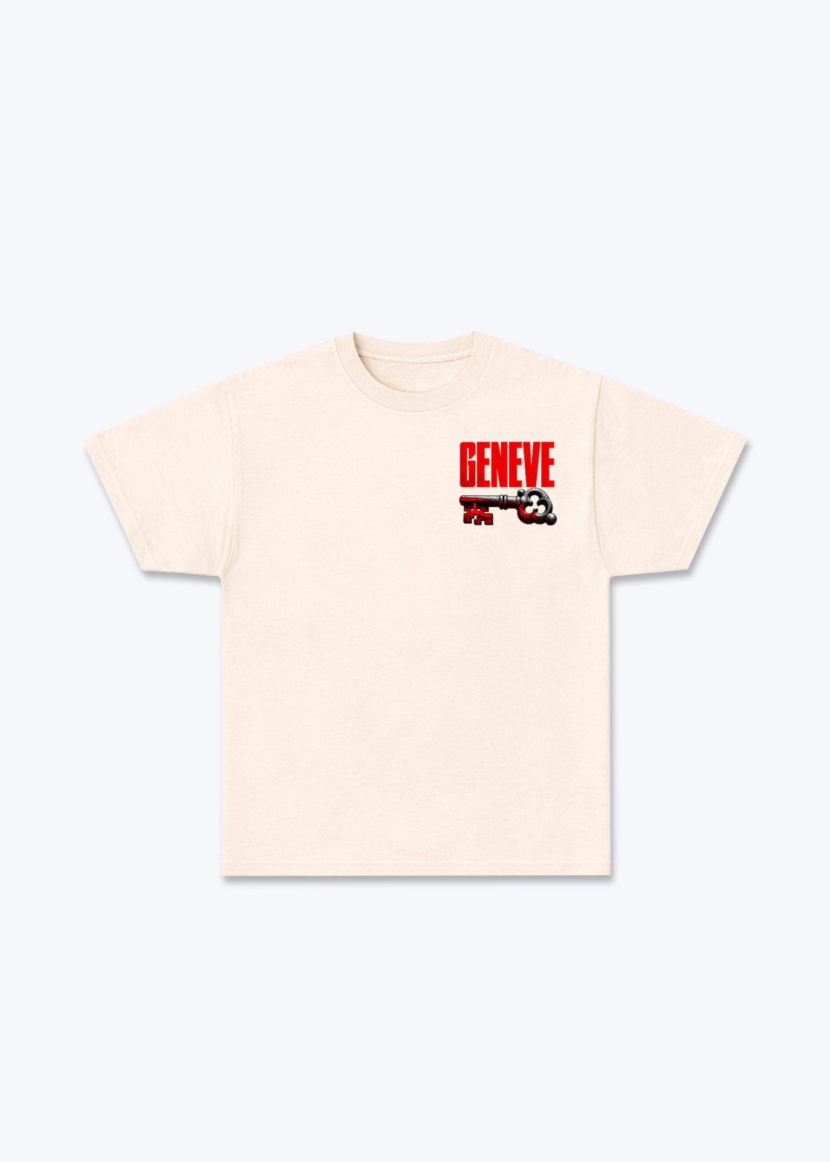 Gèneve Key Basic T-Shirt - Beige Front (Designed)