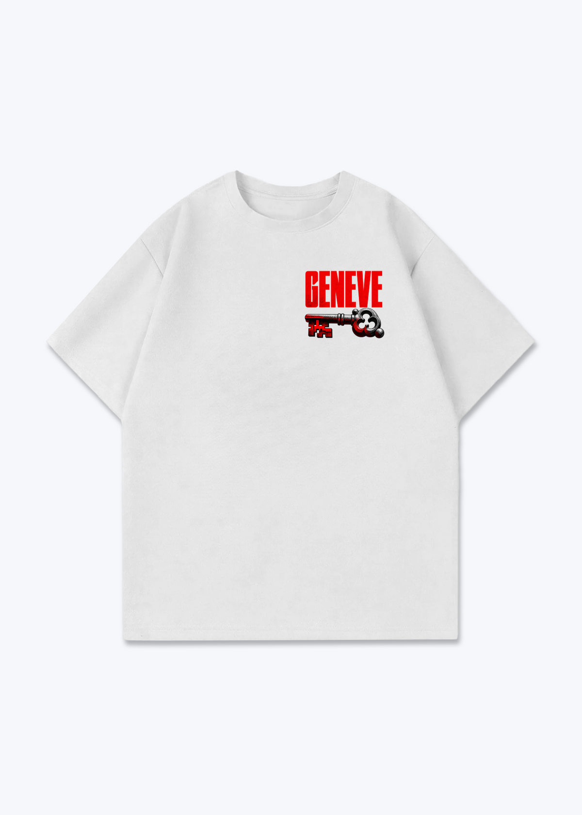 Gèneve Key Oversized T-Shirt - White Front (Designed)