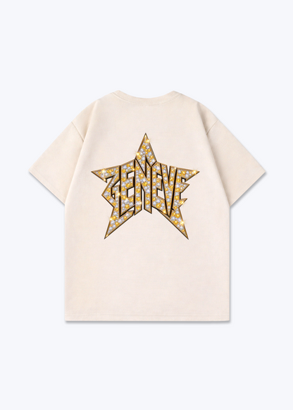 Gèneve Star Oversized T-Shirt - Beige Back (Designed)