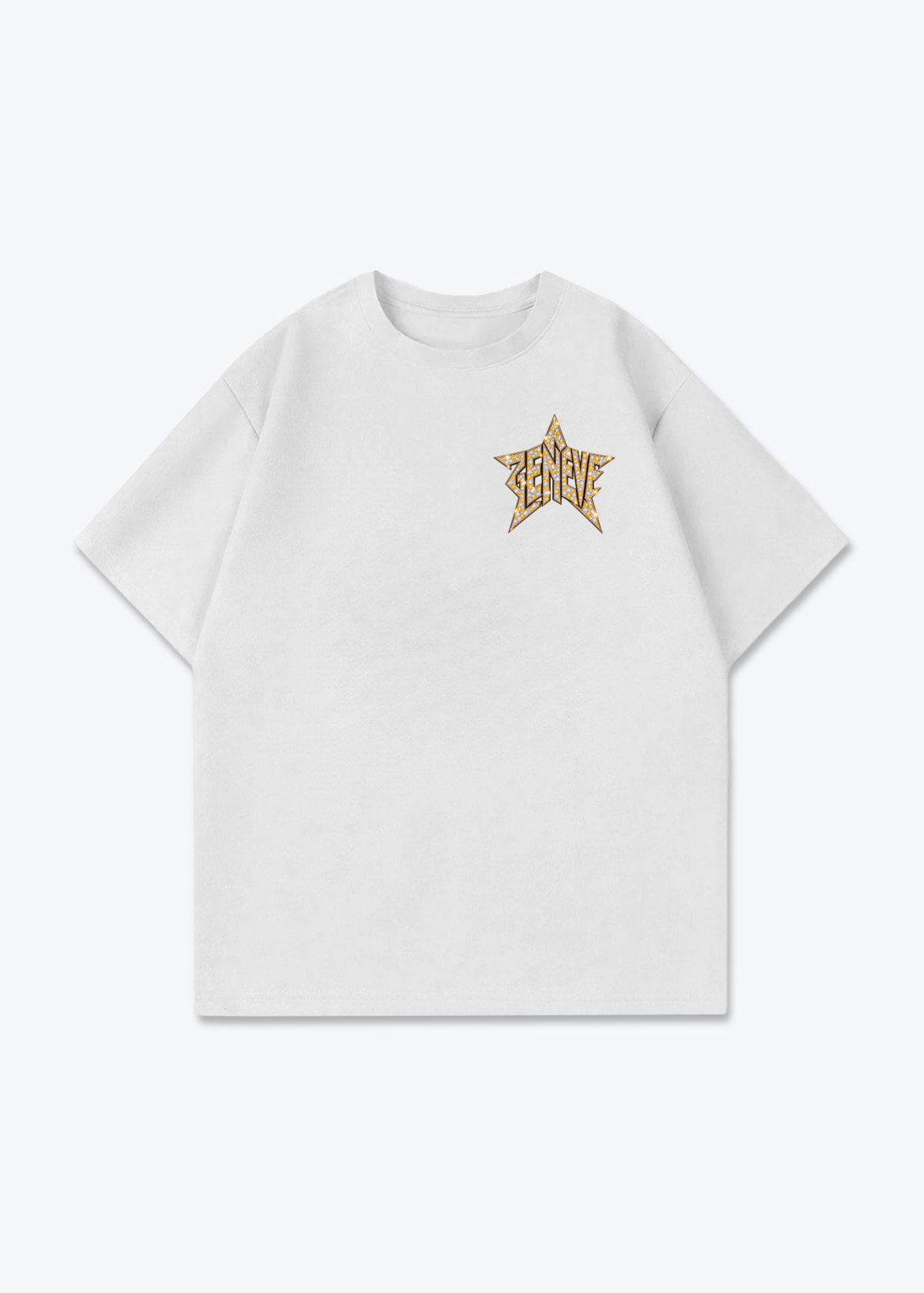 Gèneve Star Oversized T-Shirt - White Front (Designed)